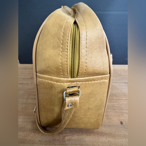 Vintage 70’s Flite-Line Mustard Zip Hand Luggage Yellow Overnight Travel Bag - Picture 4 of 12